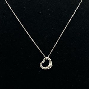 Tiffany & Co 16mm .925 sterling silver Elsa Peretti Open Heart necklace